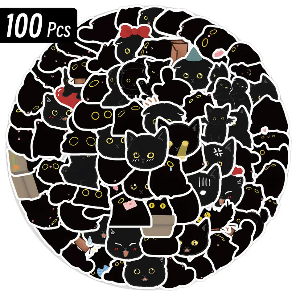 Black cat meme sticker pack
