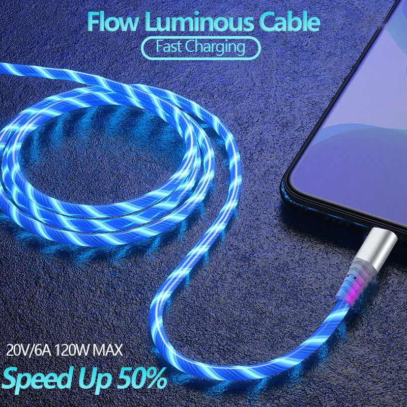 Glow flow LED charging cable
