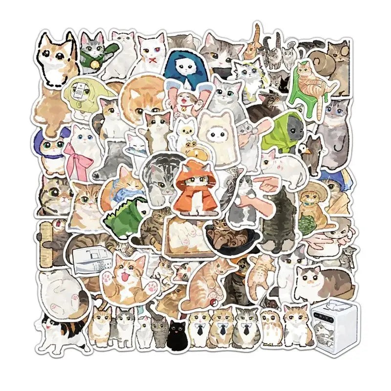 Cute cats waterproof sticker pack