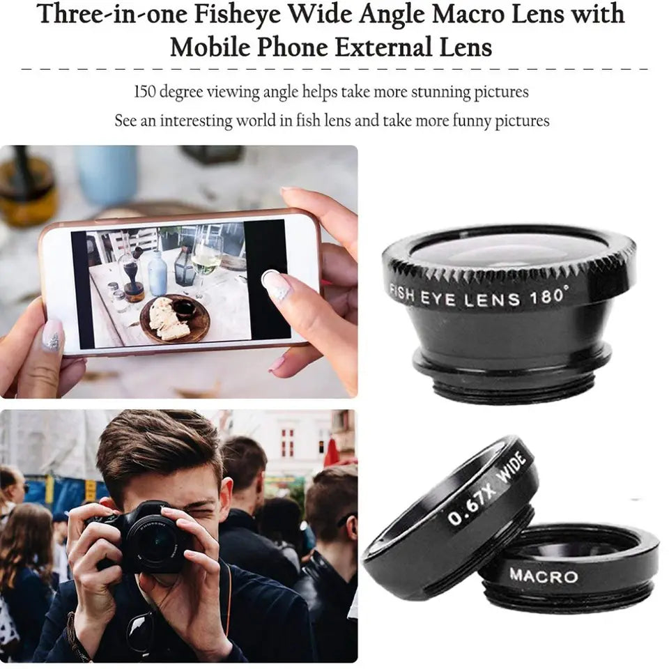 Lens kit clipped on phone