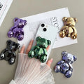 Crystal bear phone stand